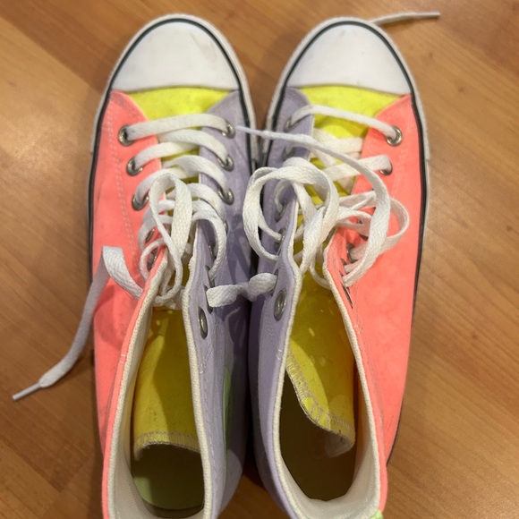 Converse Neon Pink and Yellow High-Top Sneakers - Picture 1 of 3